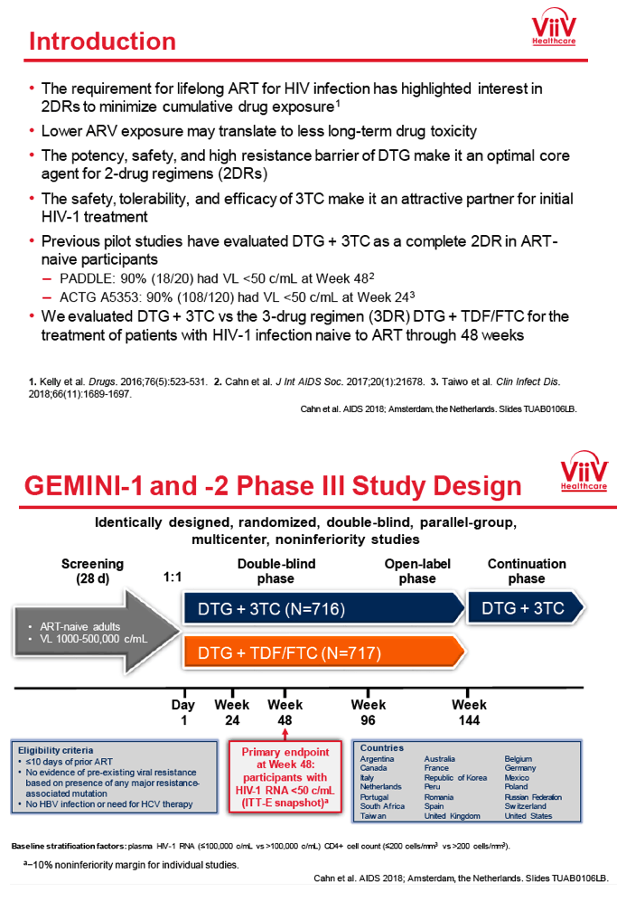 Non Inferior Efficacy Of Dolutegravir Dtg Plus Lamivudine 3tc Vs Dtg Plus Tenofovir 